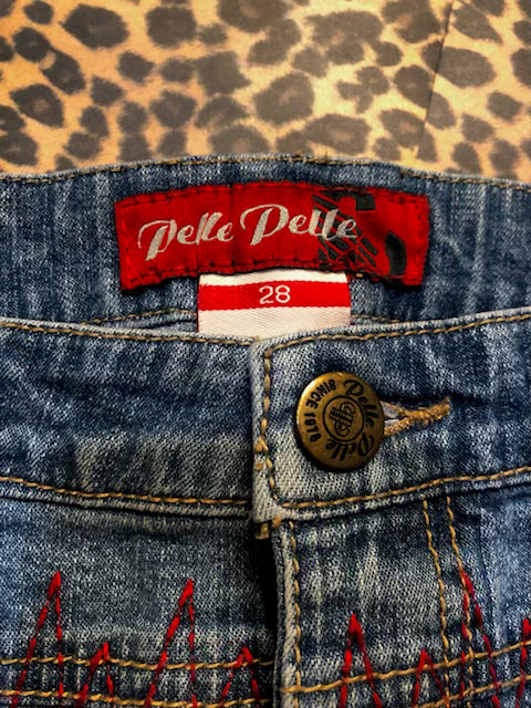 PELLE DENIM RED LACE MINI SKIRT